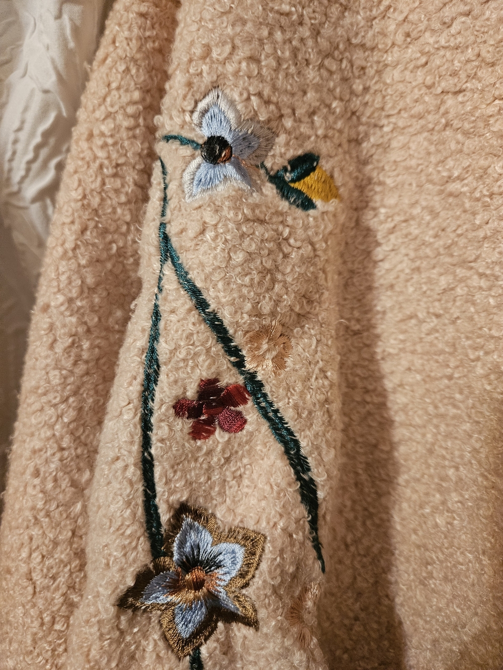 Embroidered Floral Sherpa Pullover - Blush - Picture 10 of 15
